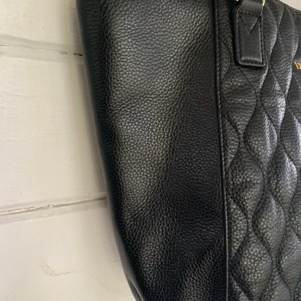Vera Bradley Black Quilted Leather Tote with Gold Hardware - Picture 5 of 12